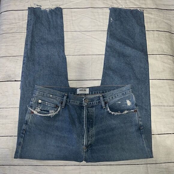 Agolde Jamie High Rise Classic Distressed Button Fly Denim Jeans sz 29 READ - Picture 2 of 11